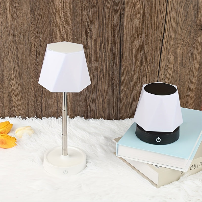 Lampe de bureau LED sans fil à tige télescopique, abat-jour hexagonal
