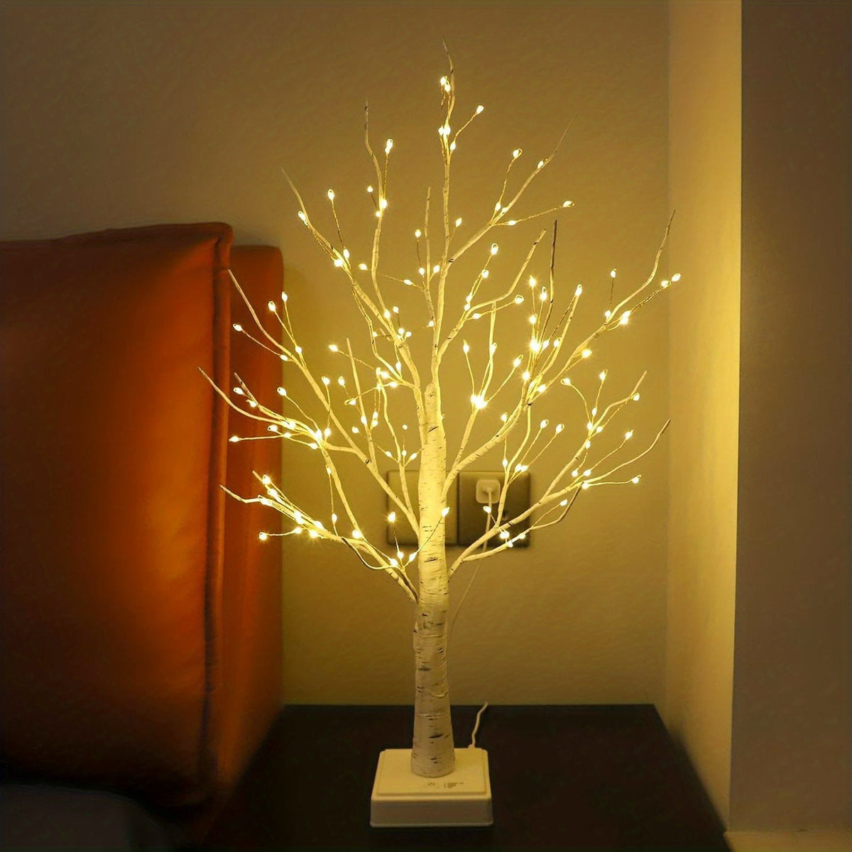 Lampe décorative arbre de bouleau lumineux, 144 LED, 60 cm