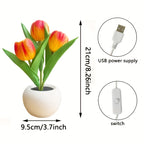 Lampe décorative bouquet de tulipes LED en pot céramique