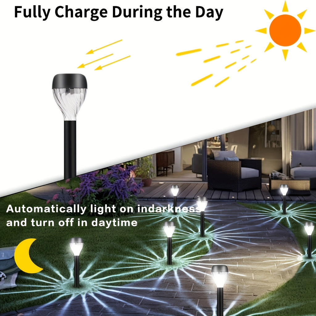 Lot de 10 lampes solaires sucette à tête torsadée pour allée