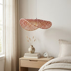 Abat-jour chapeau ondulé en cordelette rouge et blanche, Ø 40 cm