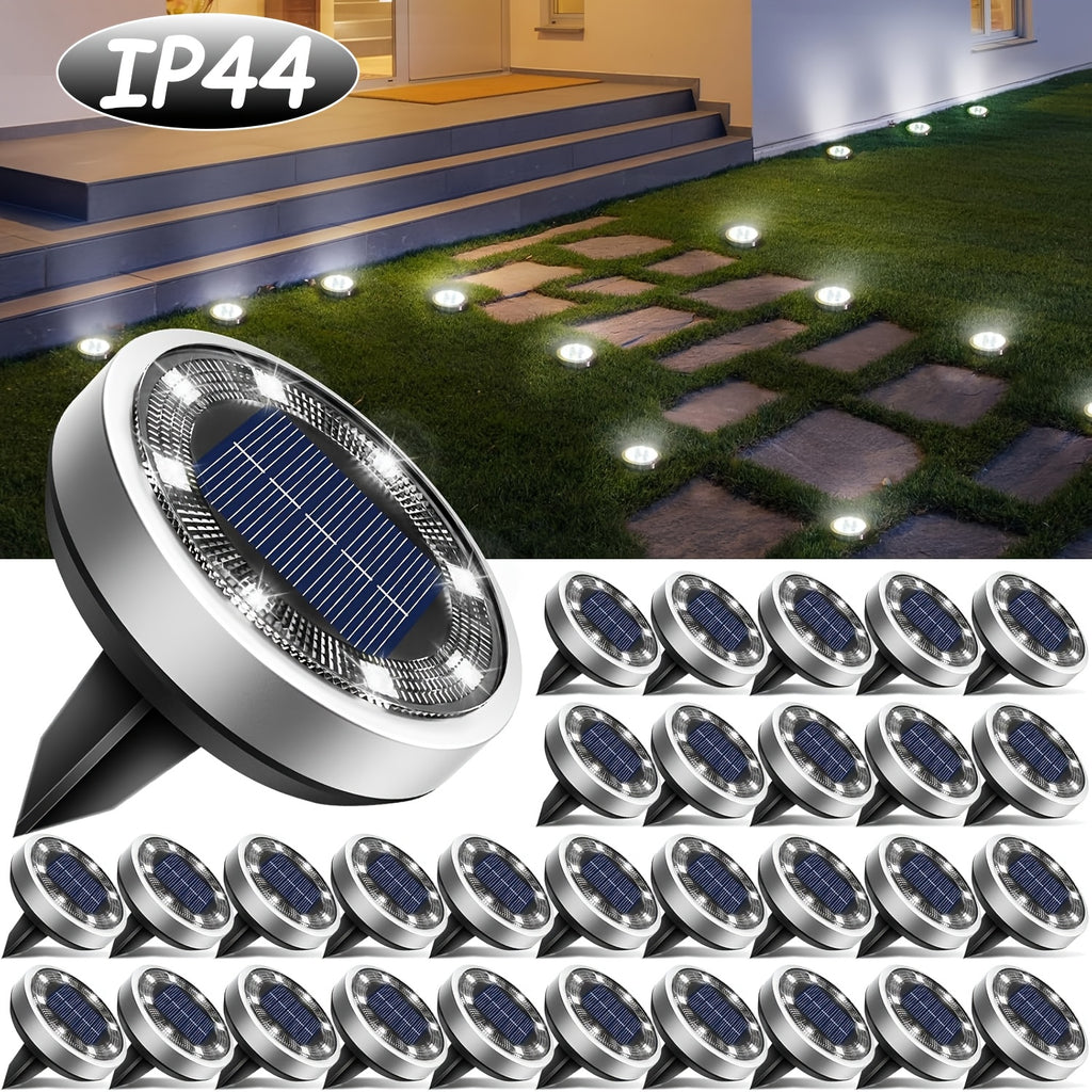 Mini spot solaire de sol 8 LED, 5,7 cm, IP44, lot de 5 ou de 7