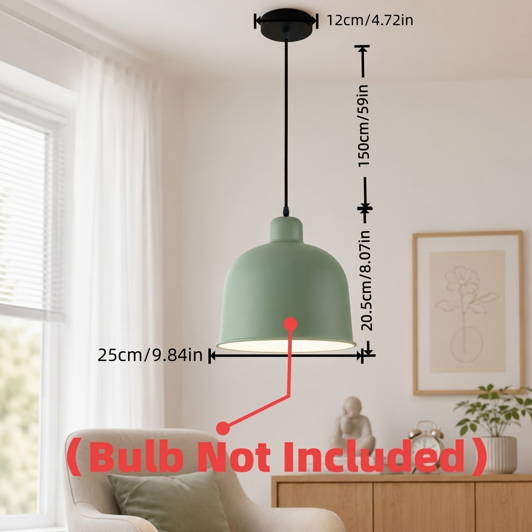 Suspension cloche en métal mat, rose, jaune, vert ou noir, Ø 25 cm