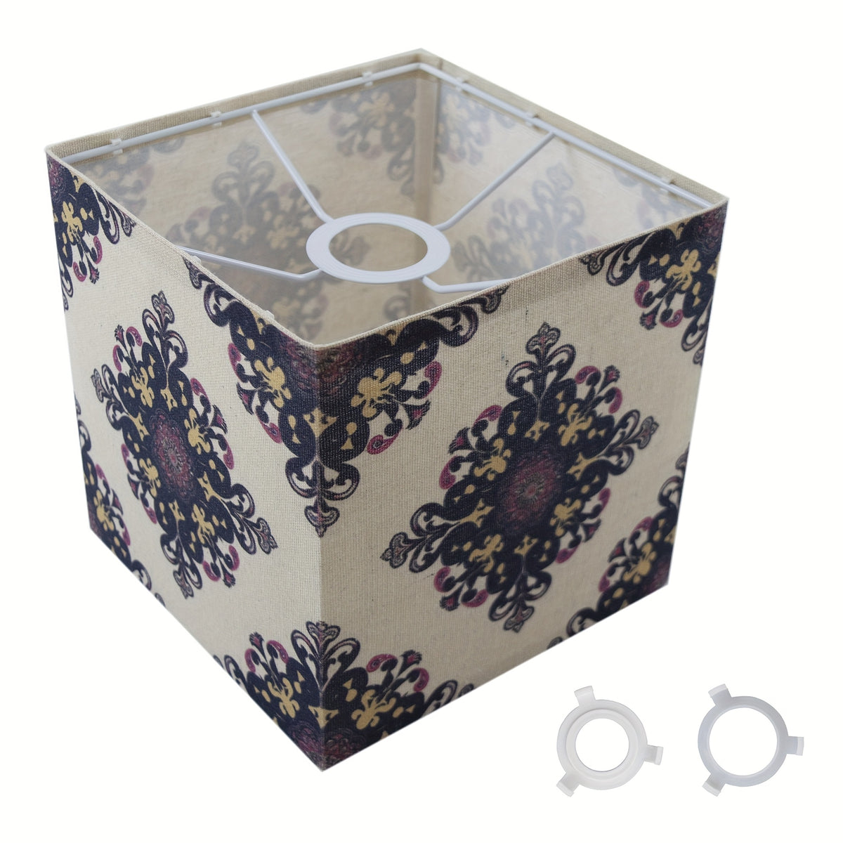 Abat-jour cube imprimé de médaillons bohèmes