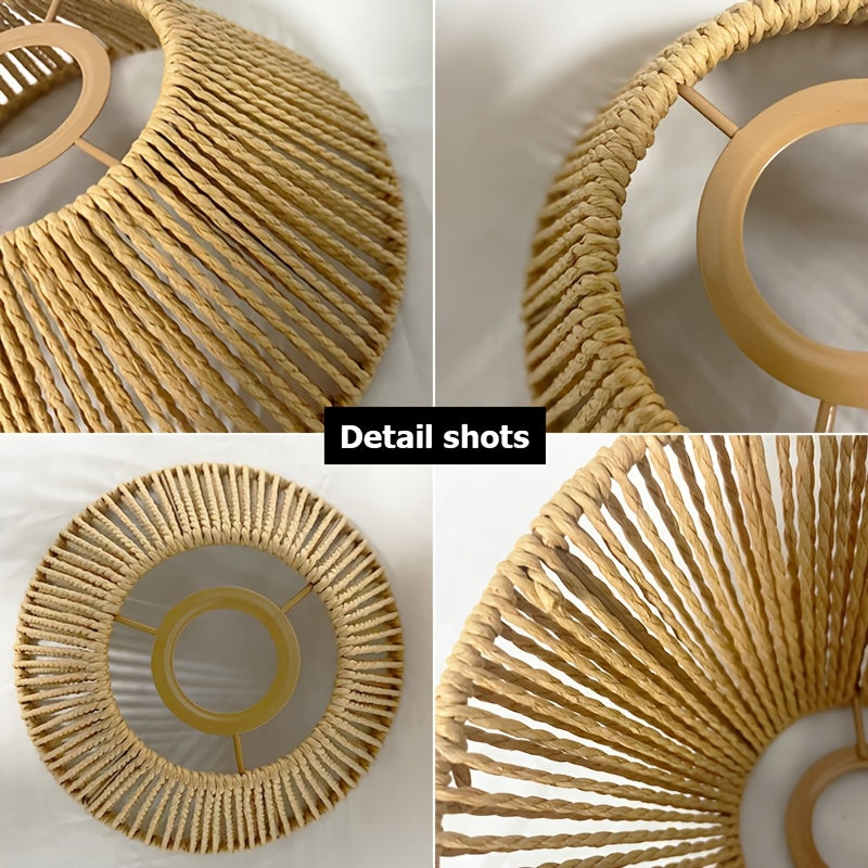 Lot de 2 abat-jour en cordelette tressée couleur paille, Ø 22 cm