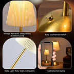 Lot de lampes de chevet sans fil plissées, socle doré, 4000 mAh