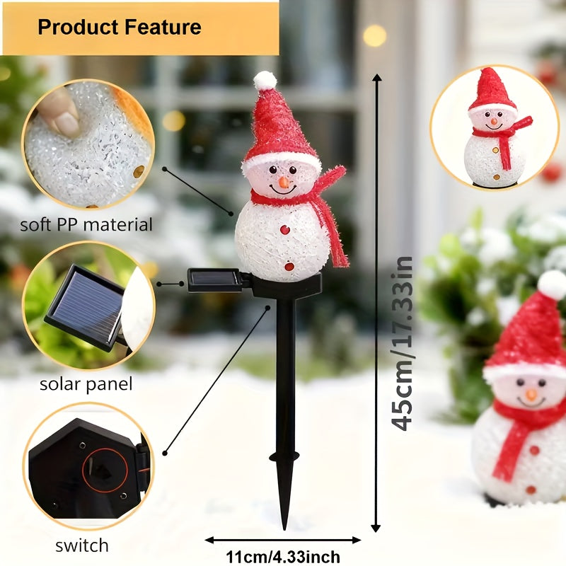 Lot de 2 bonshommes de neige lumineux solaires à piquet, 45 cm