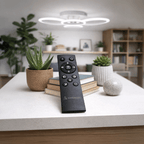 Plafonnier LED à quatre anneaux blancs 56 cm, variateur continu