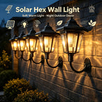 Lanterne murale solaire noire à toit hexagonal, lot de 3 ou 5