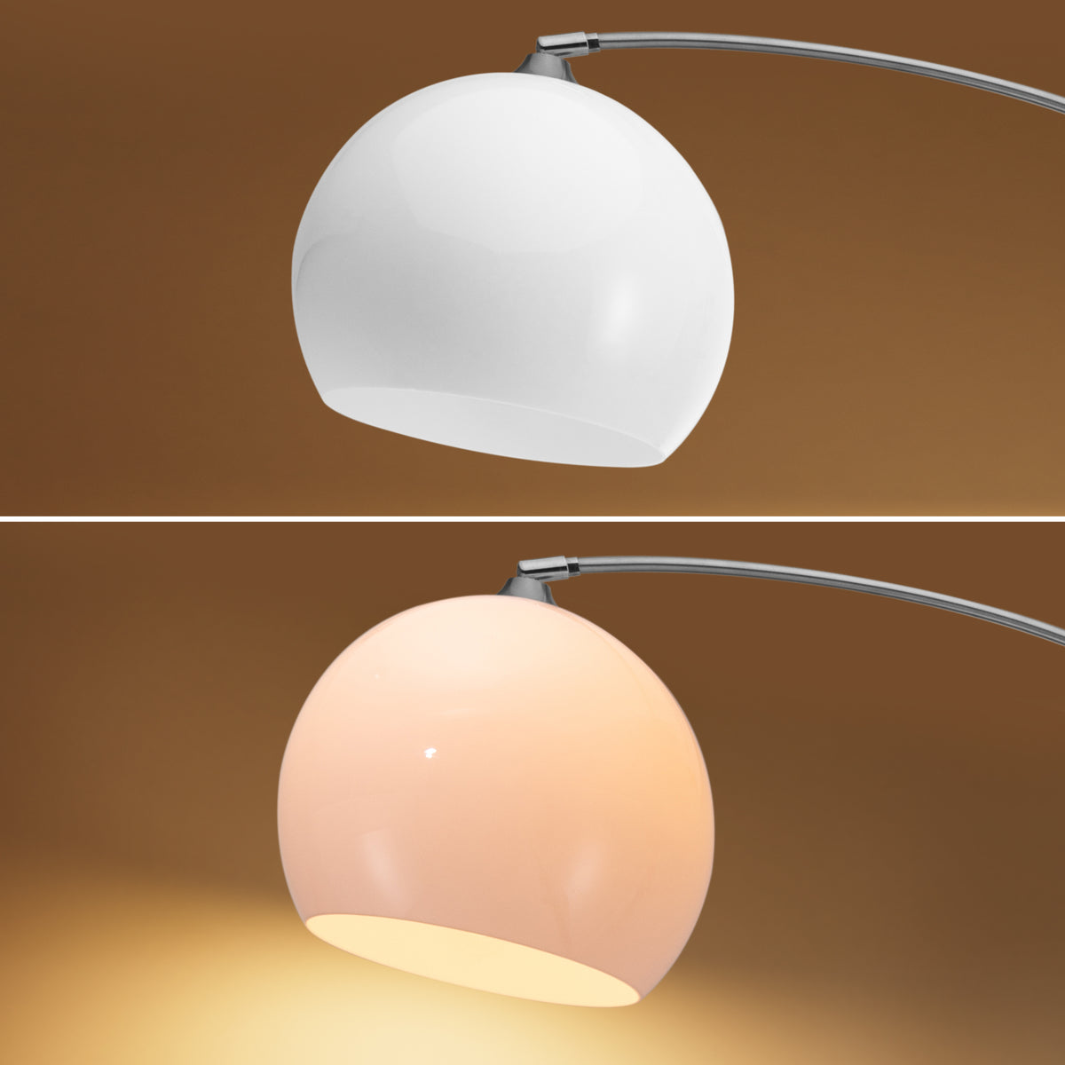Lampadaire arc blanc, globe orientable et socle en marbre, 190-210 cm