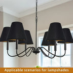 Lot de 6 mini abat-jour à pince en toile noire, intérieur doré