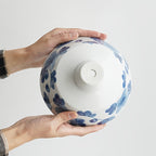 Abat-jour de suspension en porcelaine bleu et blanc à fleurs