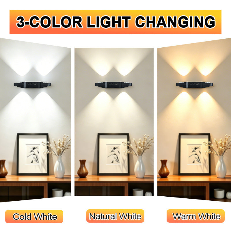 Applique murale LED noire extra-plate à détecteur, lot de 2, 3 teintes