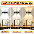 Applique murale LED noire extra-plate à détecteur, lot de 2, 3 teintes