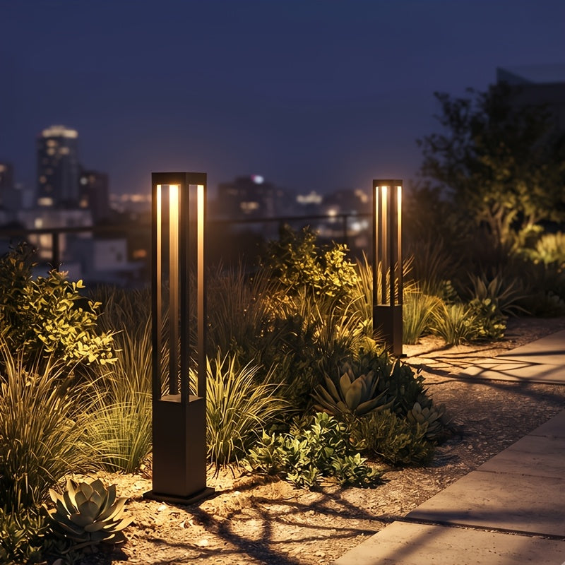 Borne lumineuse extérieure en aluminium noir, LED 3000K, 60 ou 80 cm