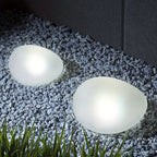Lampe solaire galet en verre dépoli, lot de 3 pour massifs