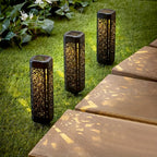 Lampe solaire de jardin noire ajourée à arabesques, lot de 4