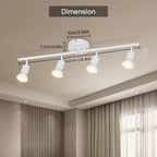 Spot de plafond blanc 4 têtes orientables sur barre de 62 cm, GU10
