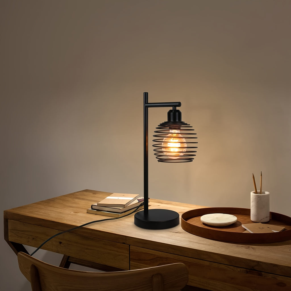 Lot de 2 lampes de chevet noires à cage spirale en métal, douille E27