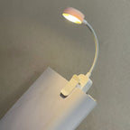 Lampe de lecture à pince blanche à tête ronde, sur piles, 22,5 cm