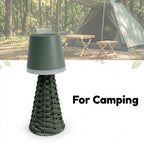 Lampe de table solaire à pied tressé vert, IP44, 27 cm de haut