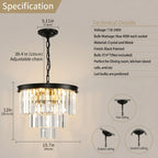 Lustre en cristal à couronne noire, Ø 40 cm, 7 douilles E14