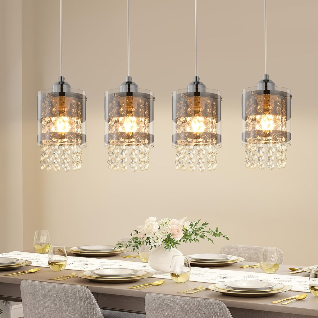 Lustre à cylindres de verre et perles de cristal, 1 ou 3 lumières E27