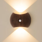 Applique murale LED ovale à détecteur, effet bois ou doré