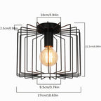 Plafonnier noir à cage filaire en fil de fer, Ø 27 cm, douille E27