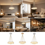 Lustre grappe de globes acryliques LED, doré ou blanc, trois teintes