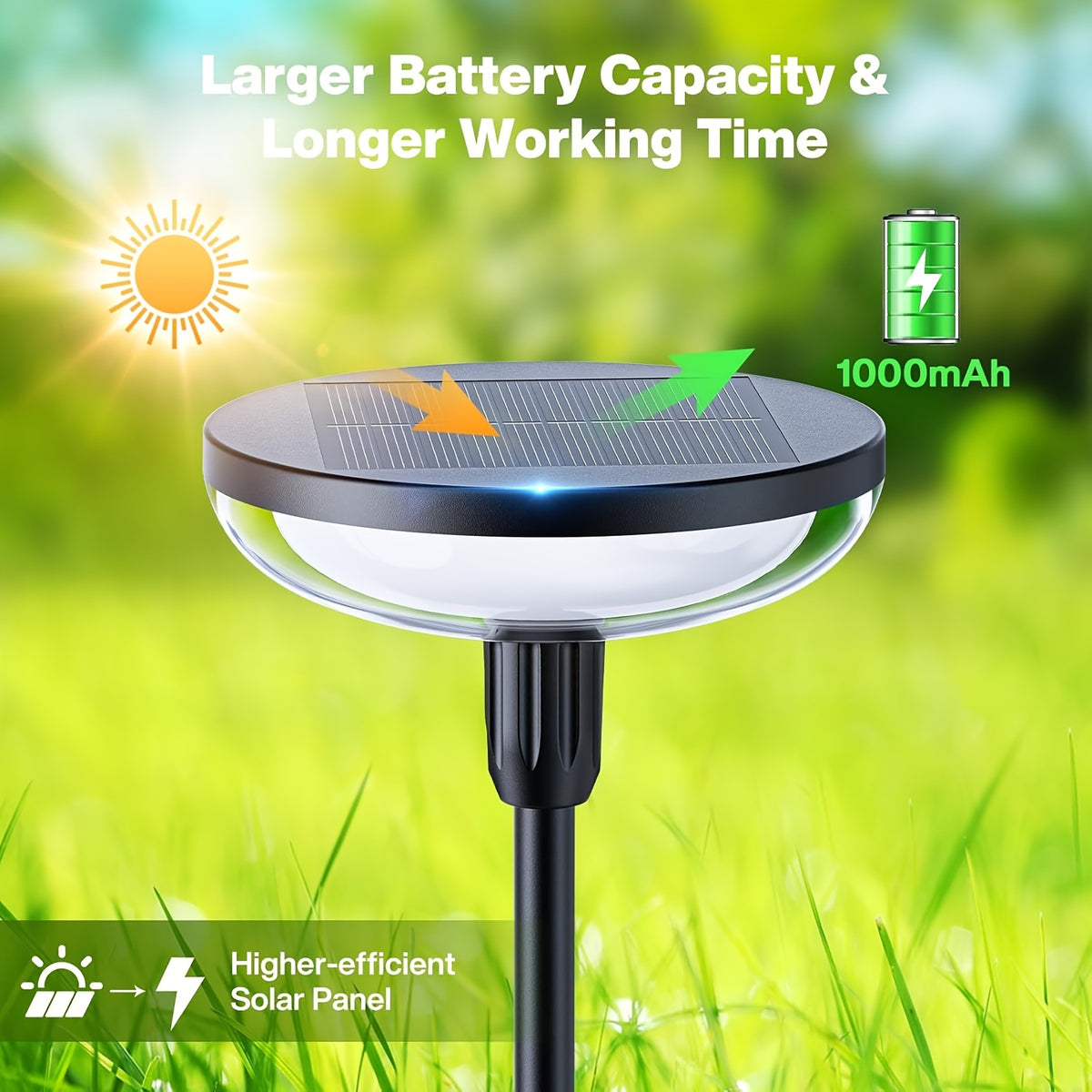 Lampe solaire soucoupe sur tige réglable de 35 à 69 cm, lot de 4