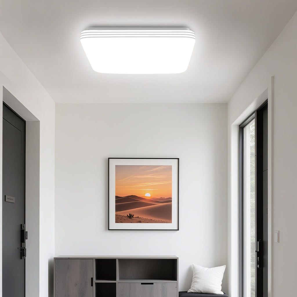 Lot de 2 plafonniers LED carrés 21,5 cm, blanc froid 6500 K