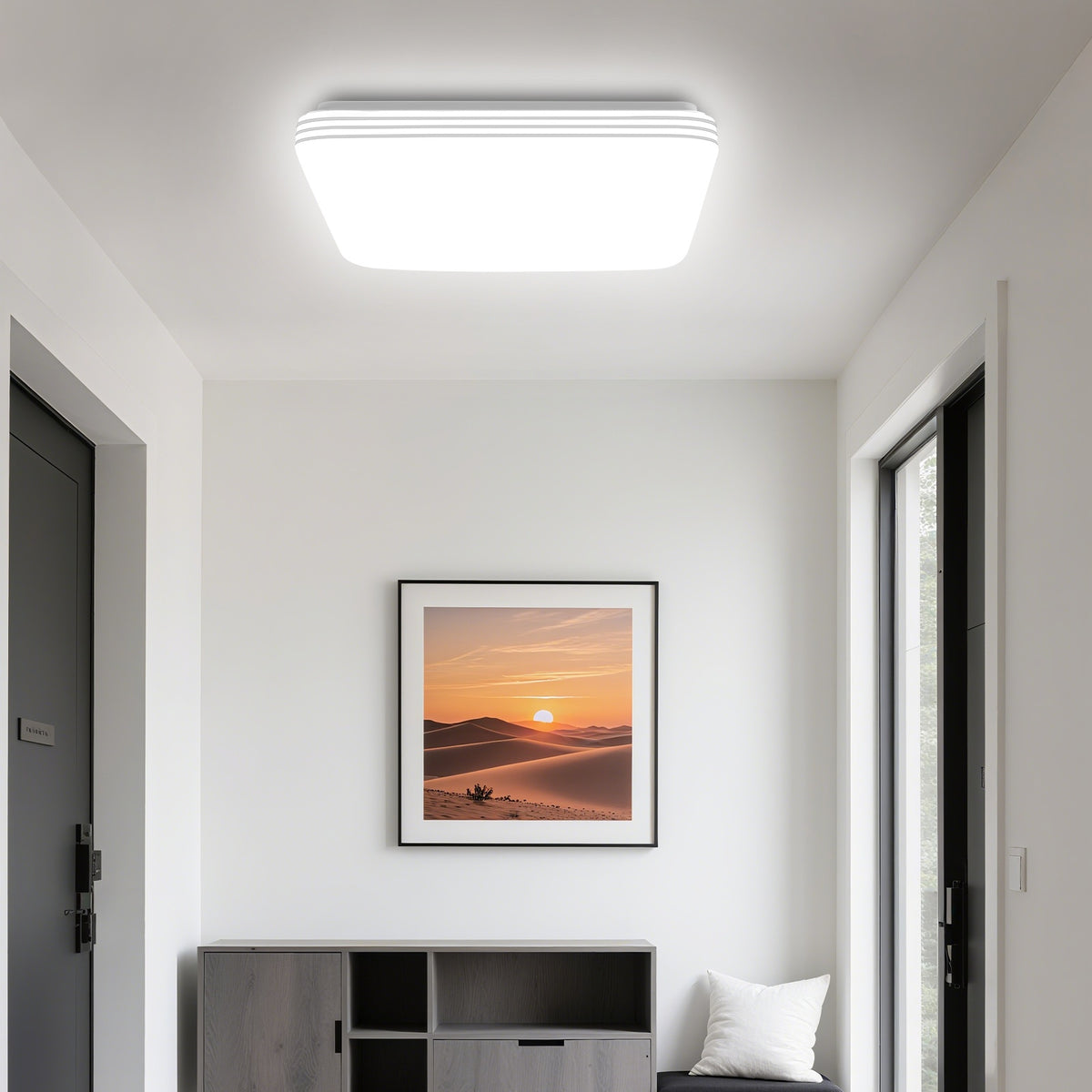 Deux plafonniers carrés pour salon, couloir et entrée