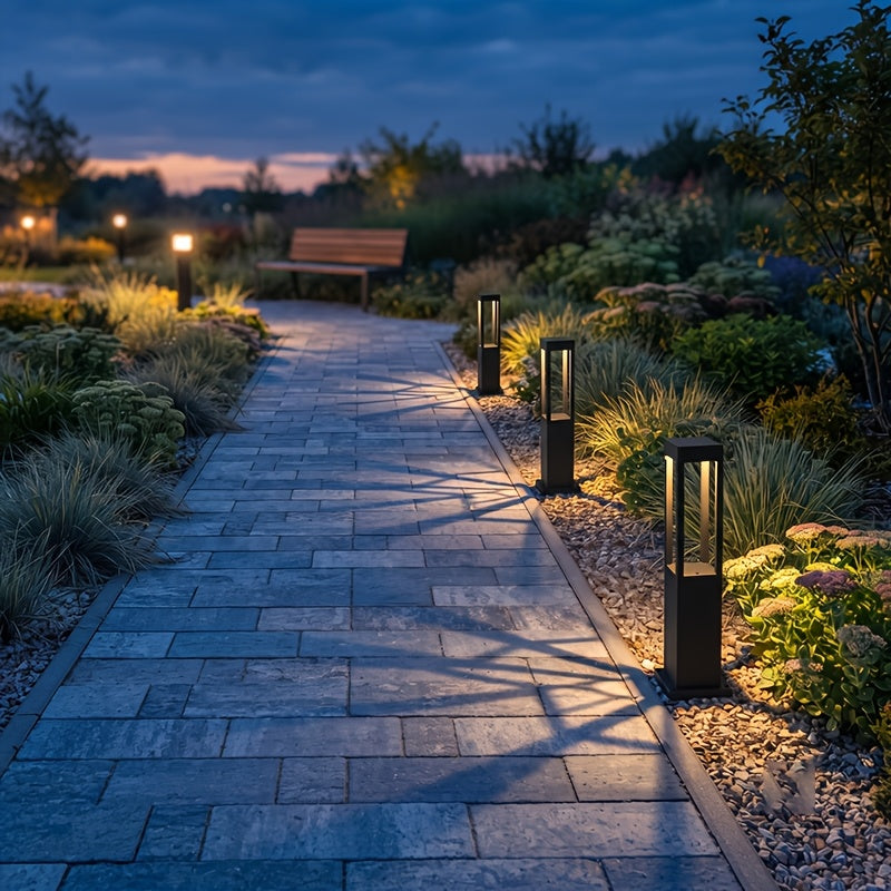 Borne lumineuse extérieure en aluminium noir, LED 3000K, 60 ou 80 cm