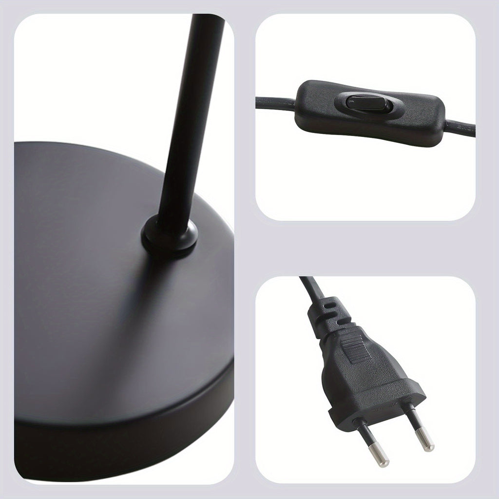 Lampe de chevet noire en métal à tête orientable, douille E27