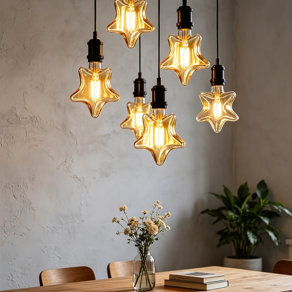 Lot de 2 ampoules LED filament en étoile, culot E27, verre ambré