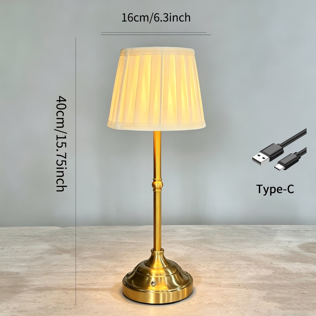 Lot de 2 lampes de chevet sans fil, abat-jour plissé crème