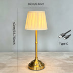 Lot de 2 lampes de chevet sans fil, abat-jour plissé crème