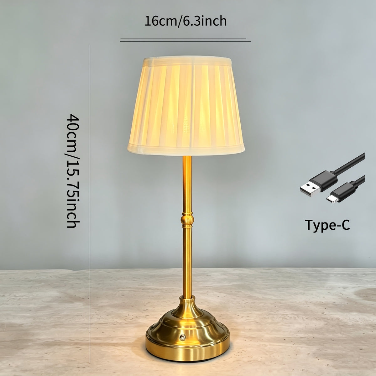 Lot de 2 lampes de chevet sans fil, abat-jour plissé crème