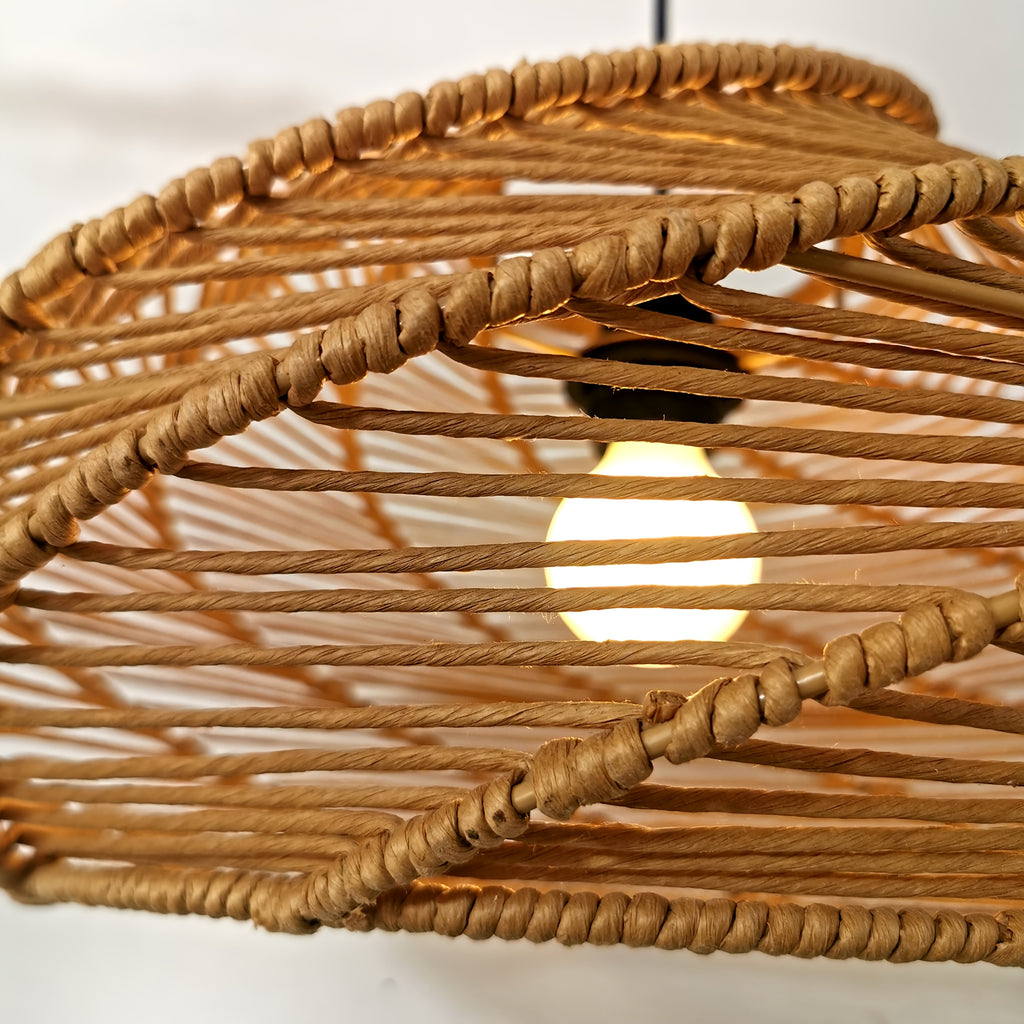 Abat-jour spirale ajouré en corde de papier, Ø 41 x H 21 cm