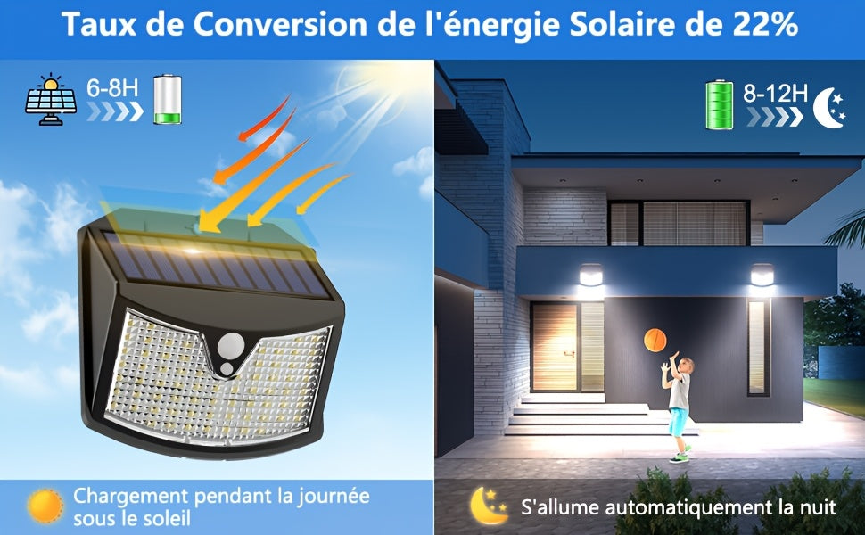 Applique solaire à détecteur de mouvement 70 LED blanches, IP65