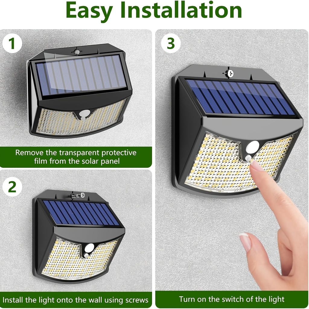 Applique solaire à détecteur 70 LED lumière chaude, IP65