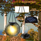 Suspension solaire boule en grillage noir à losanges, IP65