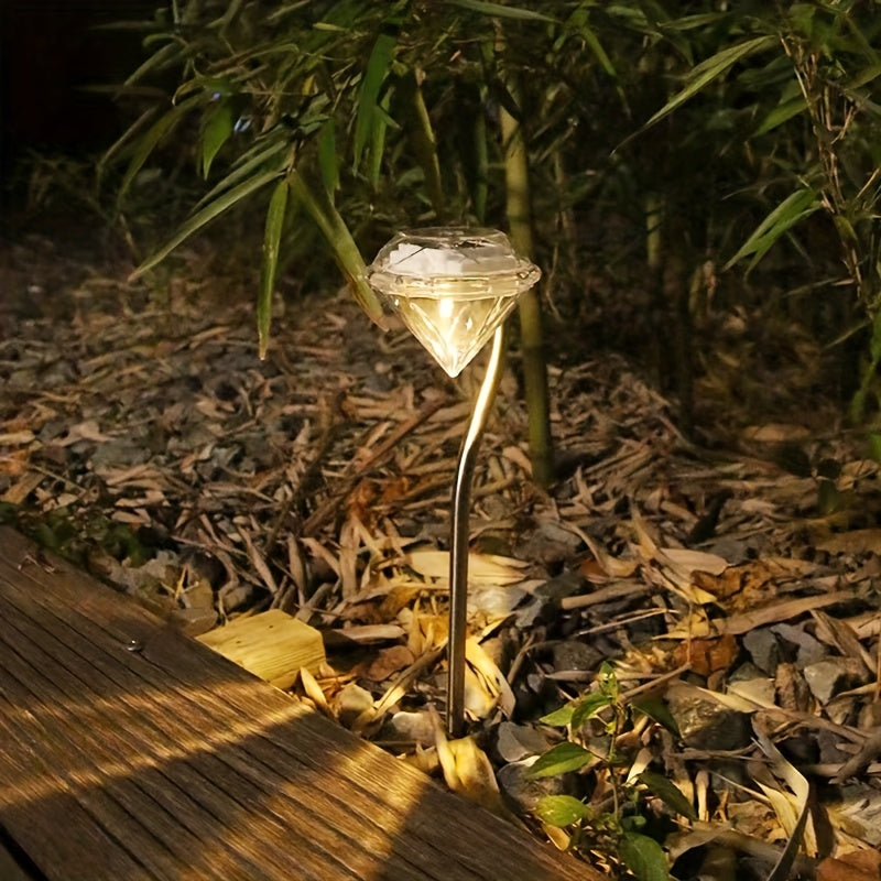 Lampe solaire diamant sur tige courbée, lot de 4 pour allée