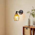 Applique murale cage dorée orientable à col en corde, E27