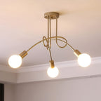 Lustre doré moderne à 3 bras entrelacés, douilles E27, 50 cm
