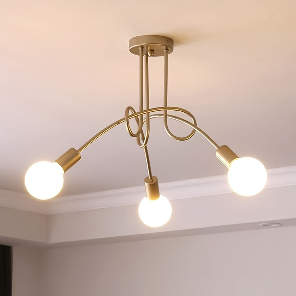 Lustre doré moderne à 3 bras entrelacés, douilles E27, 50 cm