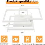 Plafonnier LED trois carrés superposés 40 cm, veilleuse et minuterie