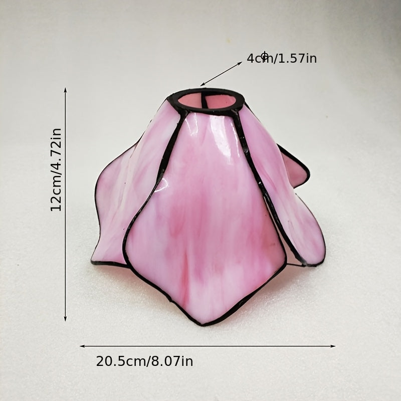 Verre de remplacement fleur en vitrail rose marbré, Ø 20,5 cm
