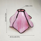 Verre de remplacement fleur en vitrail rose marbré, Ø 20,5 cm
